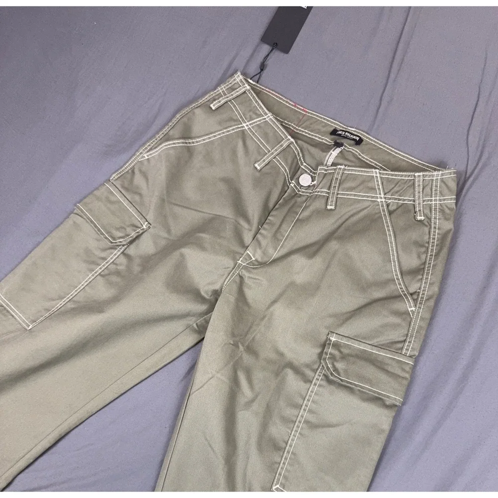 True Religion Mens Cargo SN Pant HS Kalamata Green Contrast Stitch ~33x32 NWT